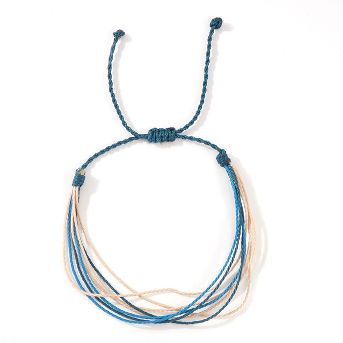 Hot-Selling 8-Circle Wax Thread Mixed Bracelet Summer Dopamine Beach Vacation Style Hand Jewelry In-Stock Wholesale B...