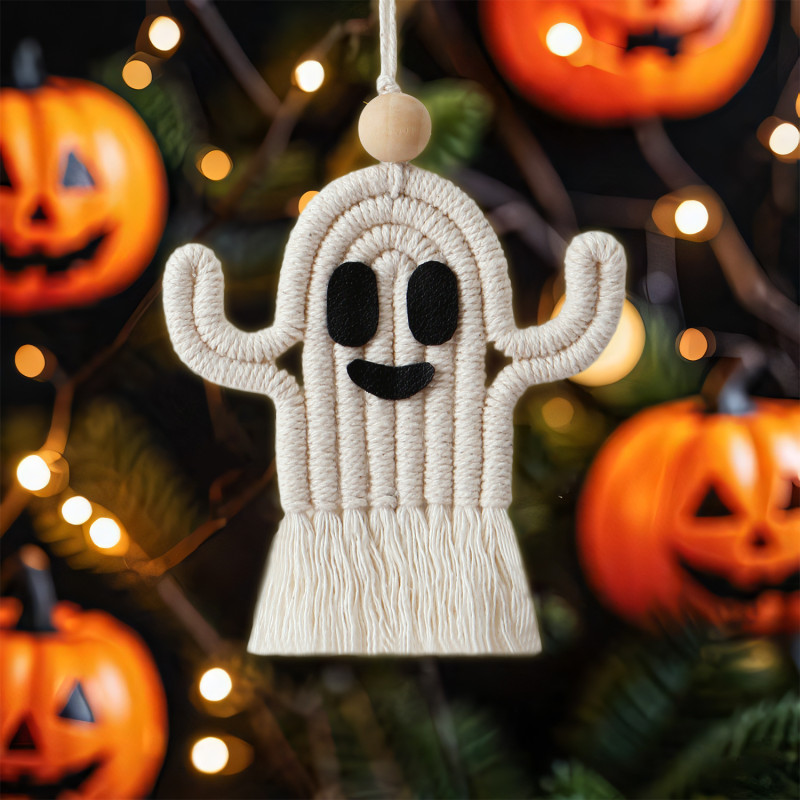 Cross-Border European and American Halloween Decoration Hanging Ornaments Cute and Quirky Ghost Hanging Rope Hand-Woven Tassel Festival Hanging Decoration