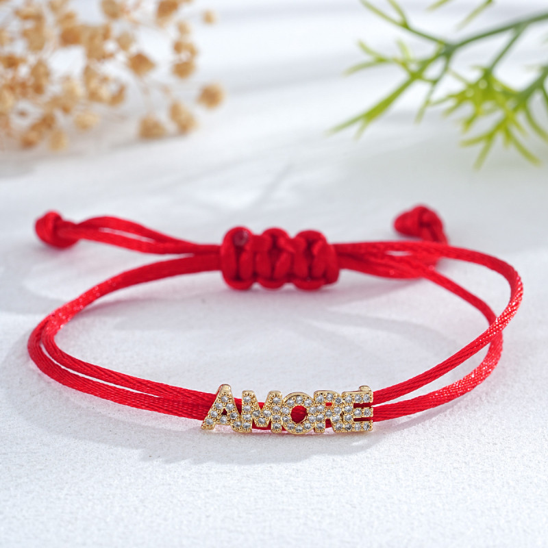 European and American Cross-Border Hot-Selling Fashion Color Rope Bracelet Personalized Design Diamond-Embedded Letter Bracelet for Women Light Luxury High-End Feel