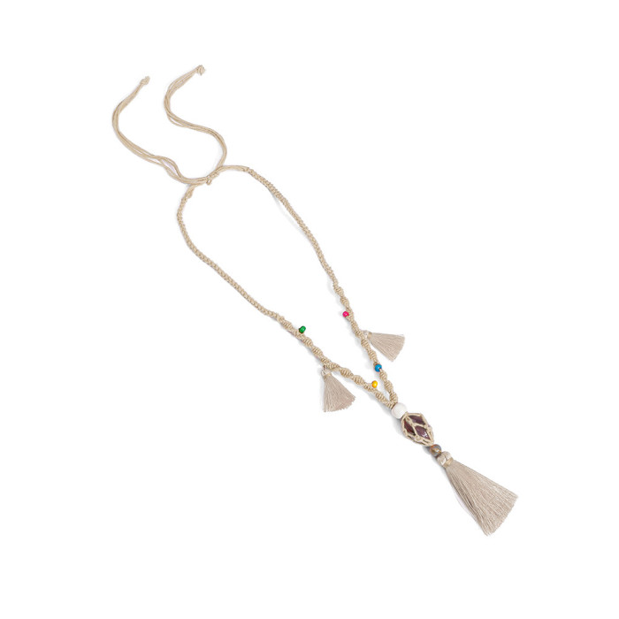 Handmade Wooden Beads Silicone Stone Neck Hanging Necklace Wrist Phone Tag INS Style Hanging Rope Pendant Natural INS...