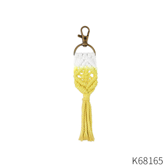 Cross-Border New Retro Ethnic Style Hand-Woven Keychain Pendant Shell Conch Cotton Rope Tassel Bag Pendant