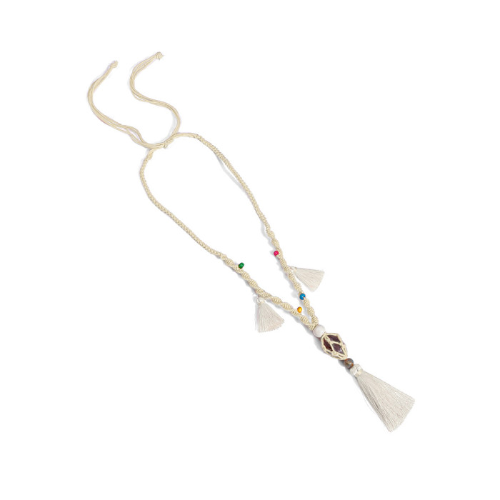 Handmade Wooden Beads Silicone Stone Neck Hanging Necklace Wrist Phone Tag INS Style Hanging Rope Pendant Natural INS...