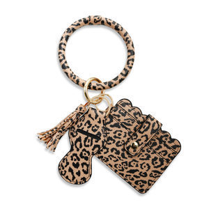 Silicone Bracelet Wrist Keychain Pendant Amazon Leather PU Card Holder Bracelet Key Ring Women's Pendant