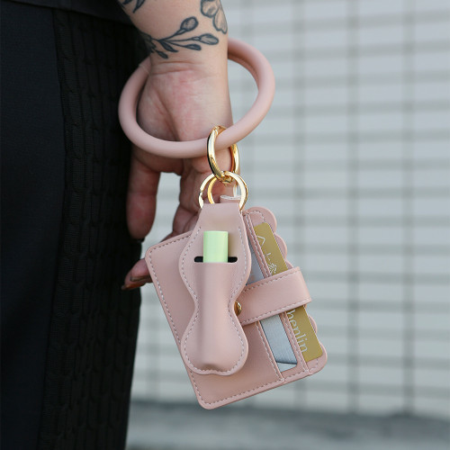 PU Leather Tassel Wrist Keychain Amazon Lipstick Bag Card Holder Bracelet Bangle Key Ring for Women Original Design