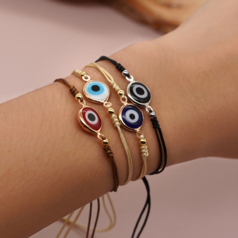 Cross-Border Hot-Selling Devil's Eye Bracelet Retro Ethnic Style Middle Eastern Jewelry Glass Eye Bracelet Factory Wholesale