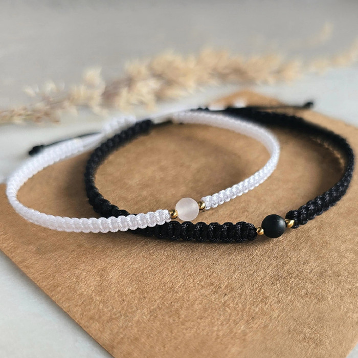 Simple Couple Bracelet Nylon Rope Woven Natural Stone Jewelry Daily Commute Fashion Versatile Gift Bracelet Wholesale