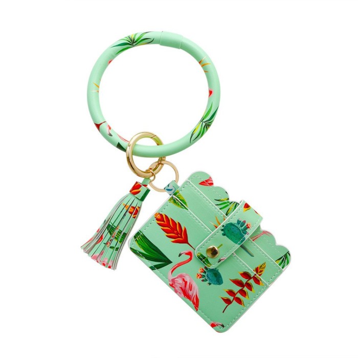 Silicone Bracelet Wrist Keychain Pendant Amazon Leather PU Card Holder Bracelet Key Ring Women's Pendant