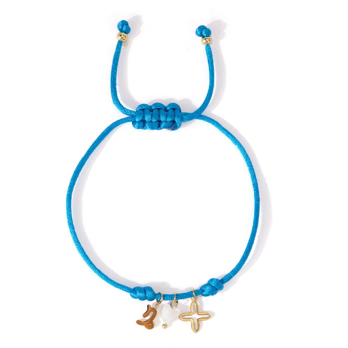 Ins Style Niche Colorful Woven Bracelet Heart Cross Pendant Cross-Border Hot-Selling Exquisite Jewelry Bracelet for Women