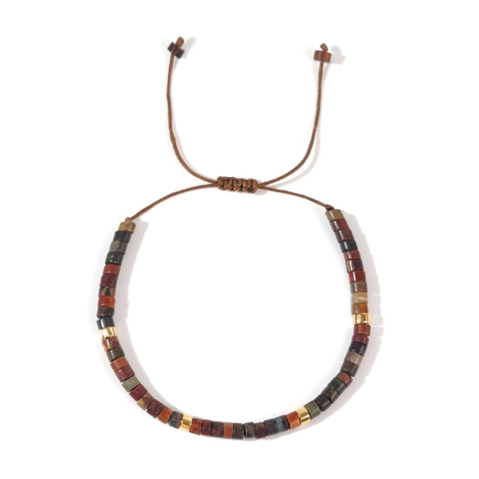 Natural Red Pine Spacer Beads Woven Bracelet Adjustable Natural Stone Women's Bracelet Gift