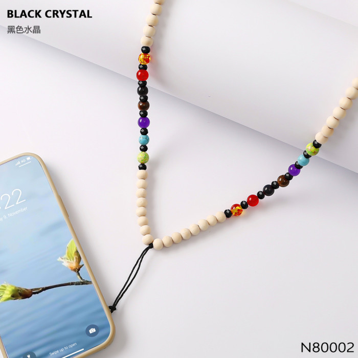 Wooden Beads Natural Stone Crystal Stone Phone Case Phone Strap Seven Colors Colorful Hanging Chain Fashion Long Hang...