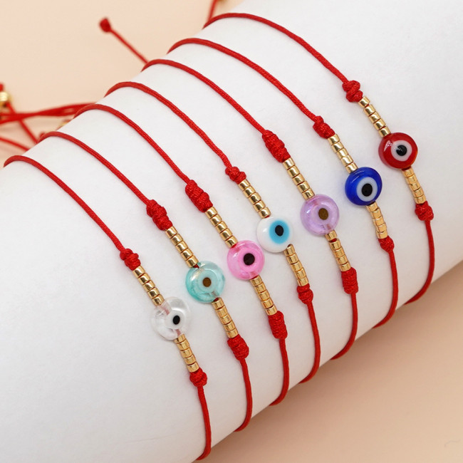Personality Eye Hand Jewelry Retro Demon Eye Bracelet Ethnic Style Handmade Woven Bead Bracelet