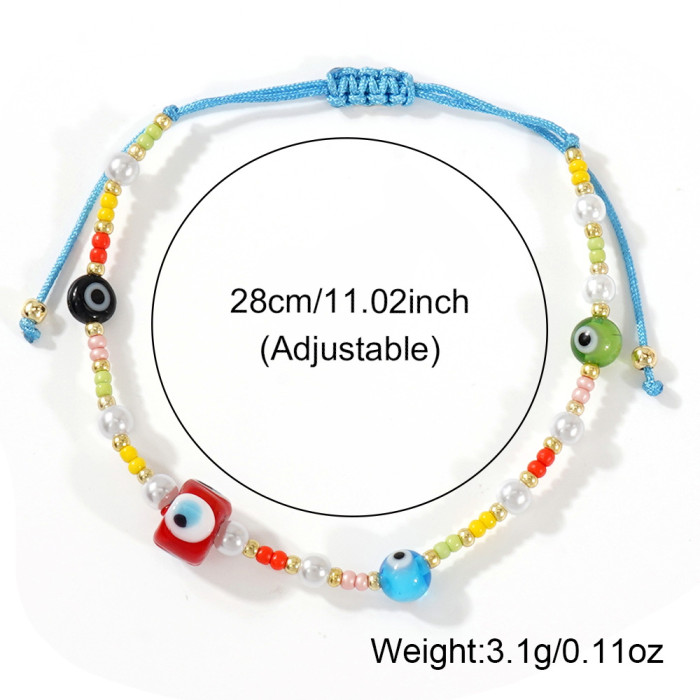 Summer New Colorful Rice Beads Imitation Pearl Devil's Eye Bracelet Exquisite Trendy Light Luxury Essential