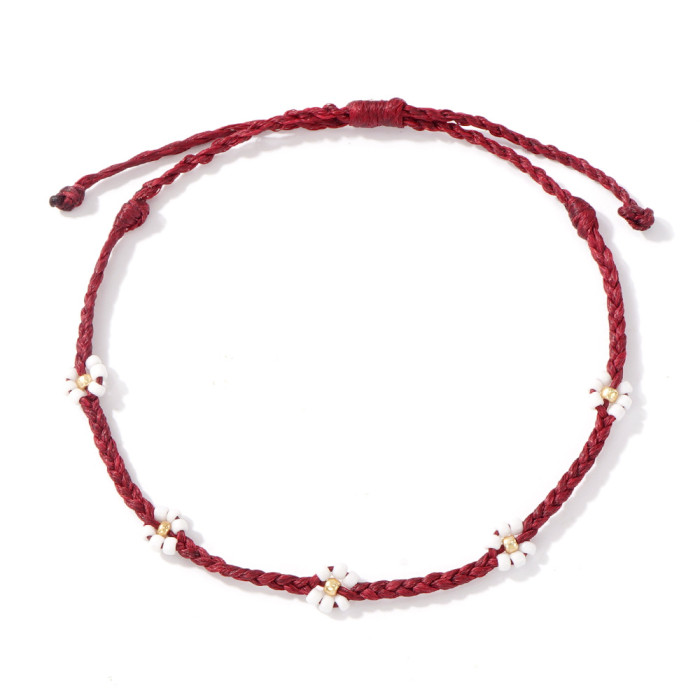 Minimalist High-End Small Daisy Flower Bracelet 2025 Original Wax Thread Woven Creative Summer Hand Jewelry in Stock...