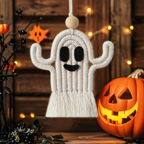Cross-Border European and American Halloween Decoration Hanging Ornaments Cute and Quirky Ghost Hanging Rope Hand-Woven Tassel Festival Hanging Decoration