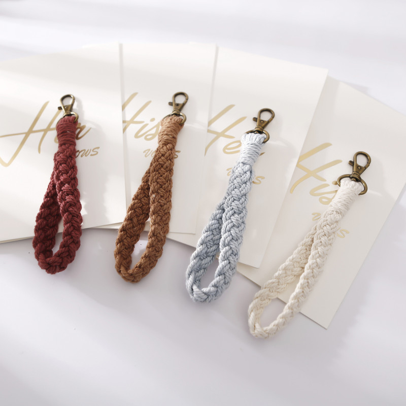 Handmade Woven Keychain Pendant Accessories Amazon DIY Cotton Rope Hanging Decoration Crochet Key Strap Hanging Rope Ornament