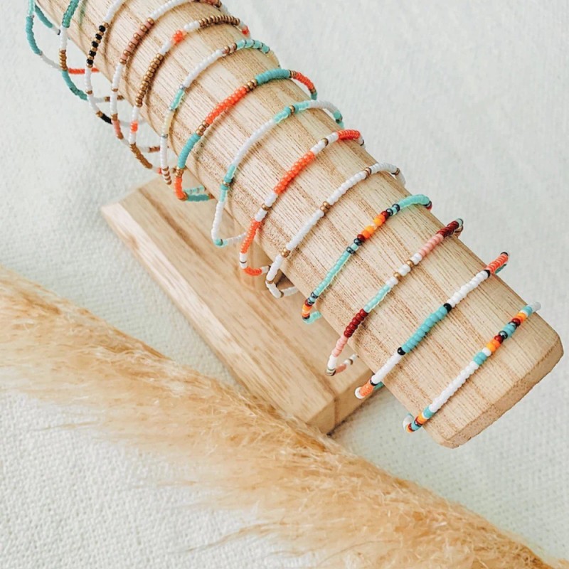 Summer Rainbow Handwoven Xiaomi Bead Bracelet Versatile Light Luxury Bohemian Vacation Style Friendship Bracelet Jewelry
