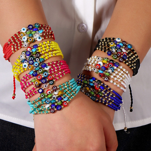 Original Retro Multi-Circle Woven Beaded Bracelet Summer Beach Vacation Colorful Beaded Bracelet Bohemian Jewelry