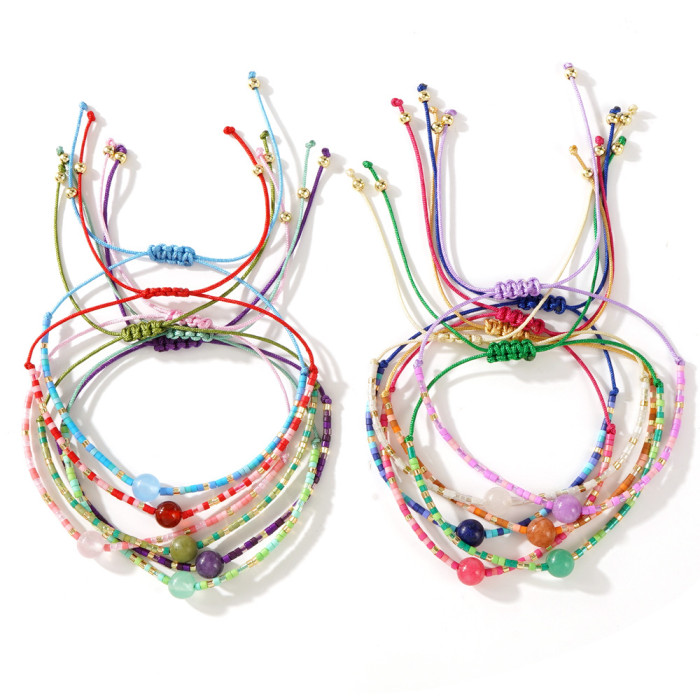 Hot-Selling Rice Bead Bracelets Couple Versatile Men and Women Bracelet Gift Box High-End Bracelet Rope Factory Whole...