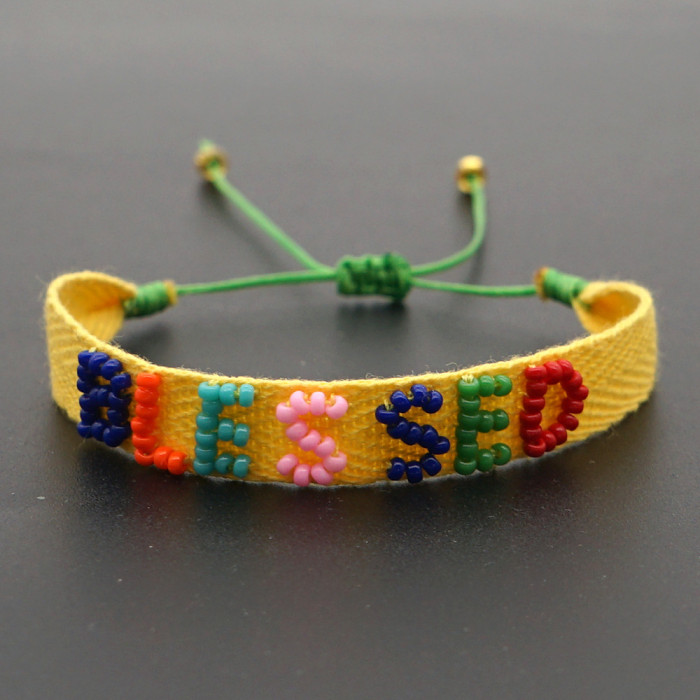 Fashion Simple Bohemian Miyuki Bead Handmade Rainbow Letter Heart Bracelet