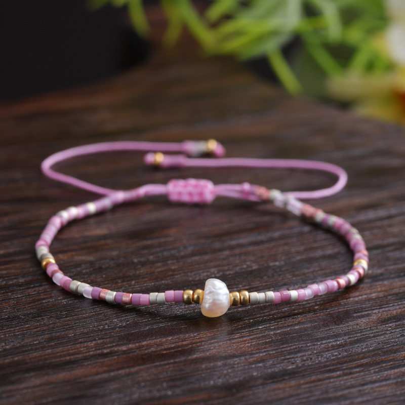 Japanese Style Summer Versatile Pearl Bracelet Simple Commuting Colorful Rice Bead Woven Hand Jewelry Exquisite Creative Bracelet for Street Selling