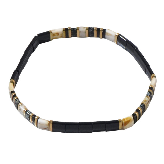 Cross-Border Hot Sale 2025 New Black and Gold Series Bracelet Set European and American Retro Rice Beads Star Hand Jewelry