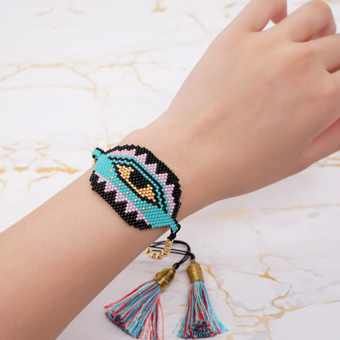 Fashion Simple 2021 New Hot-Selling Bohemian Miyuki Bead Woven Evil Eye Bracelet