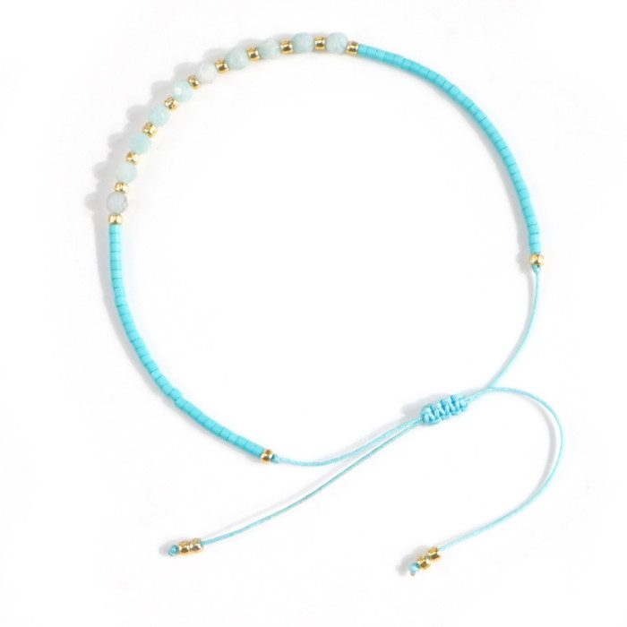 Foreign Trade Hot-Selling Fresh Fashion Light Luxury Style Exquisite Bracelet Beaded Handmade Stacked Gemstone Rice B...