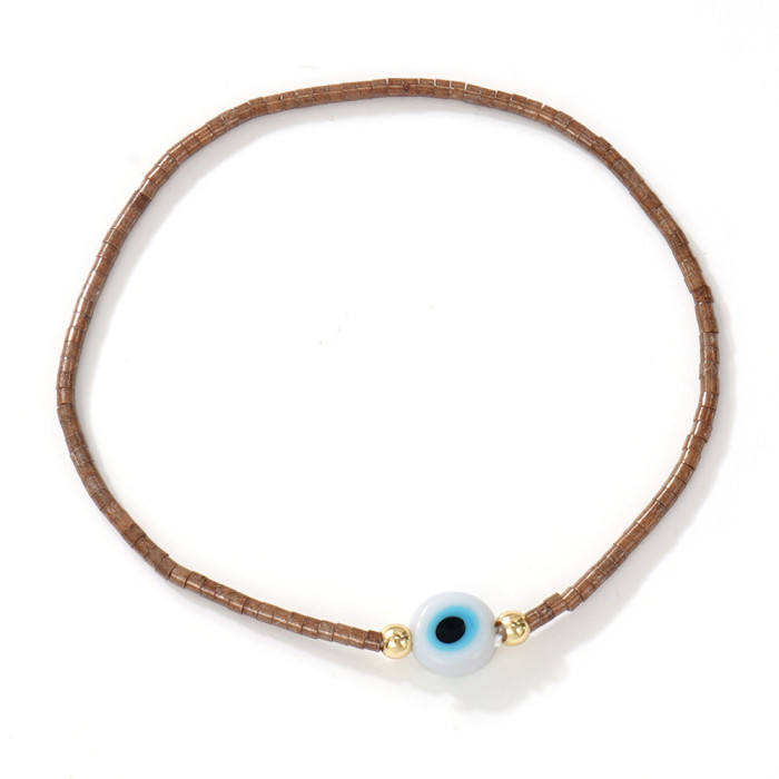 Hot-Selling Ethnic Style Hand-Woven Rice Bead Bracelet · Personalized White Blue Black Eye Bead Jewelry Accessories