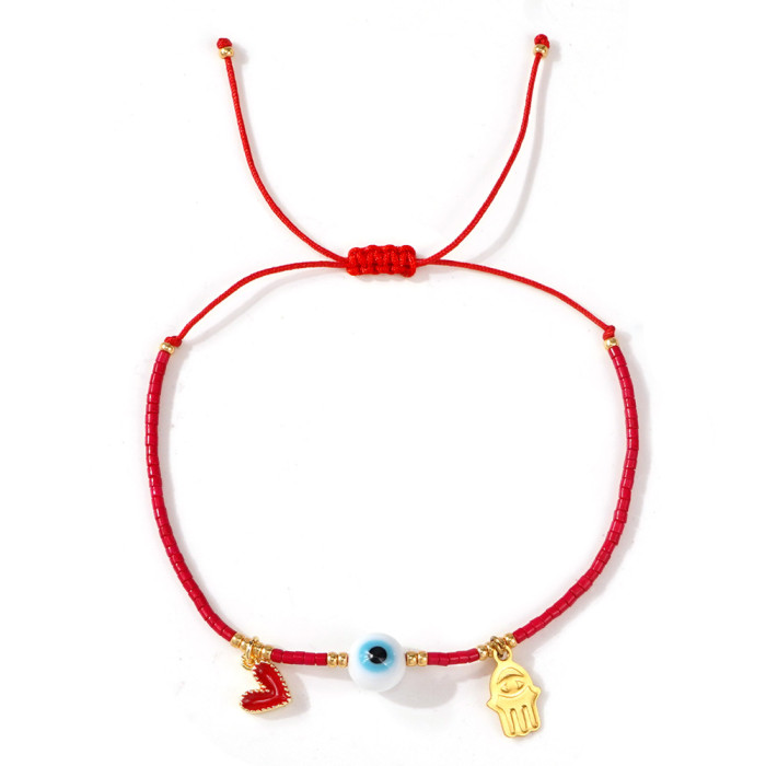 Hot-Selling Turkish Blue Eye Bead Bracelet Style Woven Evil Eye Friendship Heart Bracelet for Women