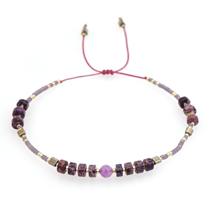 Cross-Border Hot-Selling South American Style Rice Bead Hand-Woven Bracelet Wholesale Female Emperor Pine Stone Couple Bracelet Jewelry
