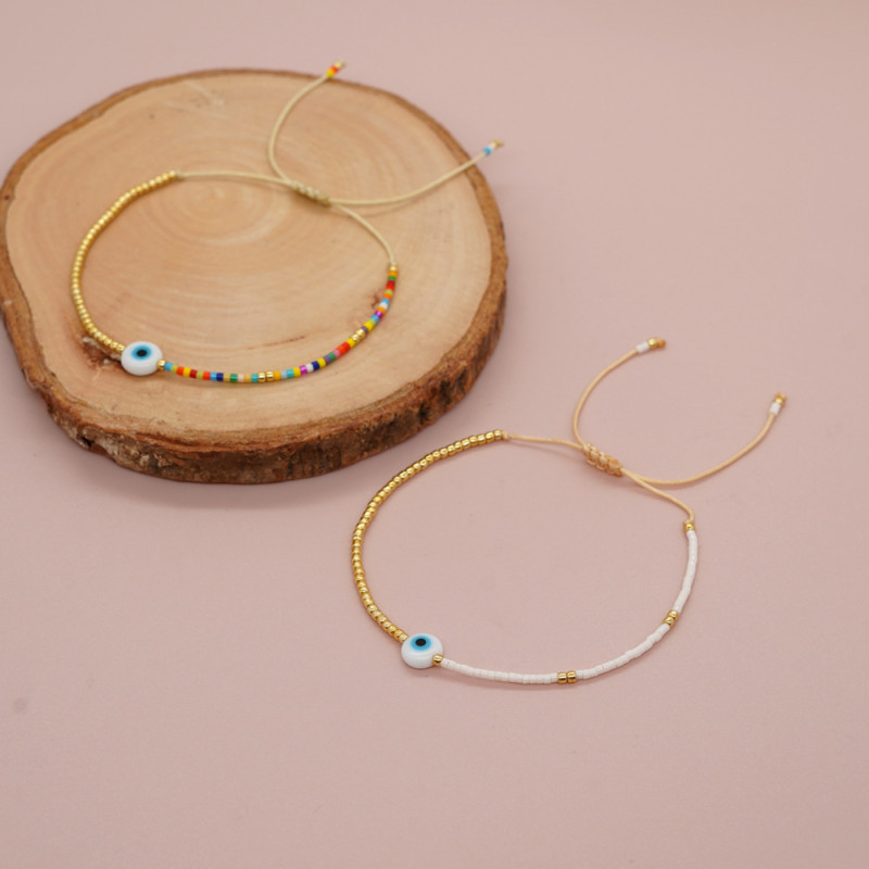 Amazon Cross-Border Simple Ethnic Style Glass Eye Beaded Factory Direct Sale Rice Bead Woven Women's Fine Bracelet