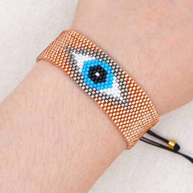 Ethnic Style Demon Eye Miyuki Bracelet Handmade Woven Fashion Geometric Pattern Seed Bead Bracelet