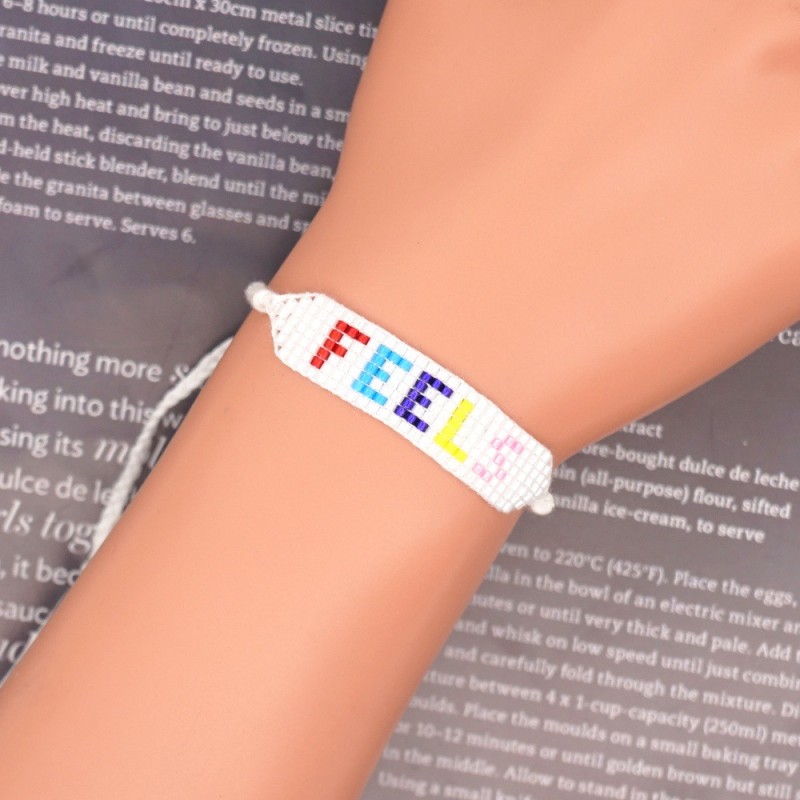 INS Cross-Border Heart Smiley Rainbow Miyuki Bead Bracelet Set Simple Letter Bohemian Style Bracelet
