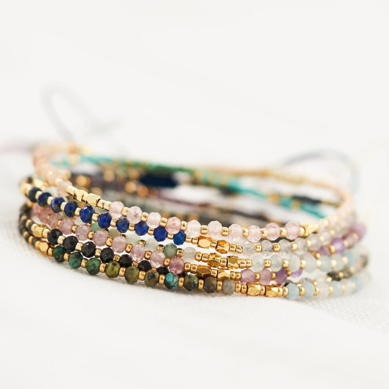 European and American Simple Fashion Rice Bead Bracelet Handmade Woven Friendship Bracelet Gold Bead Semi-Precious Stone Women's Small Bracelet