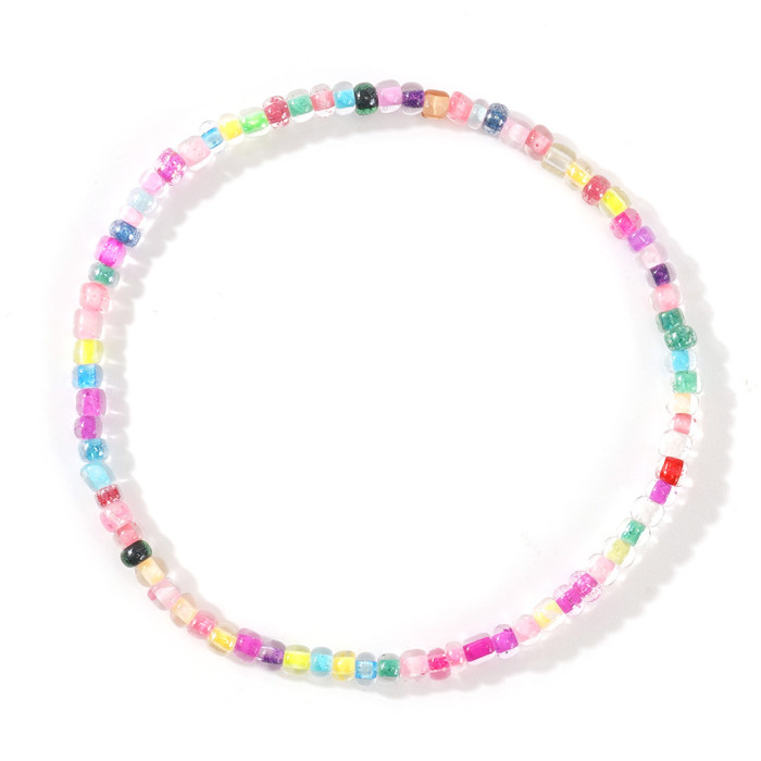 Hot-Selling Bohemian Colorful Rice Bead Elastic Cord Bracelet Beaded Personality Versatile INS Beaded Bracelet Rope