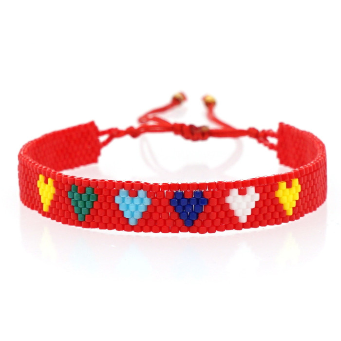 INS Style Colorful Miyuki DB Antique Rice Beads Miyuki Bracelet Bohemian Style Heart Handwoven Bracelet