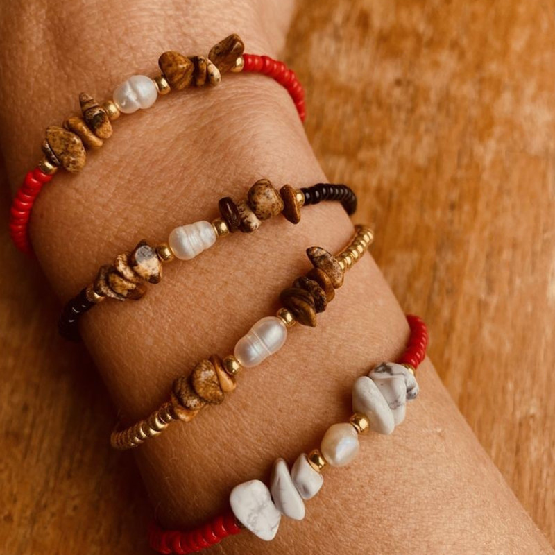 Cross-Border Rice Bead Woven Pearl Bracelet Natural Stone Gravel Decorative Beaded Hand Jewelry Niche High-End Elegant Bracelet
