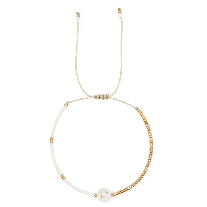 Light Luxury Simple Natural Shell Letter Thin Bracelet Gold-Plated Woven Miyuki Bead Jewelry Gift Wholesale Bracelet