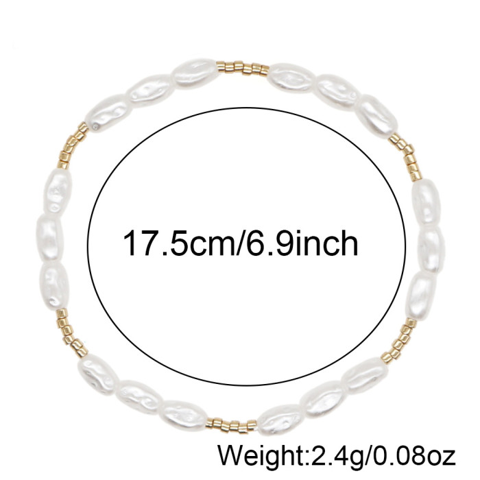 Light Luxury High-End Pearl Bracelet for Women, Summer Fashion Trend, Rice Bead Woven Beaded Jewelry, Direct From Man...