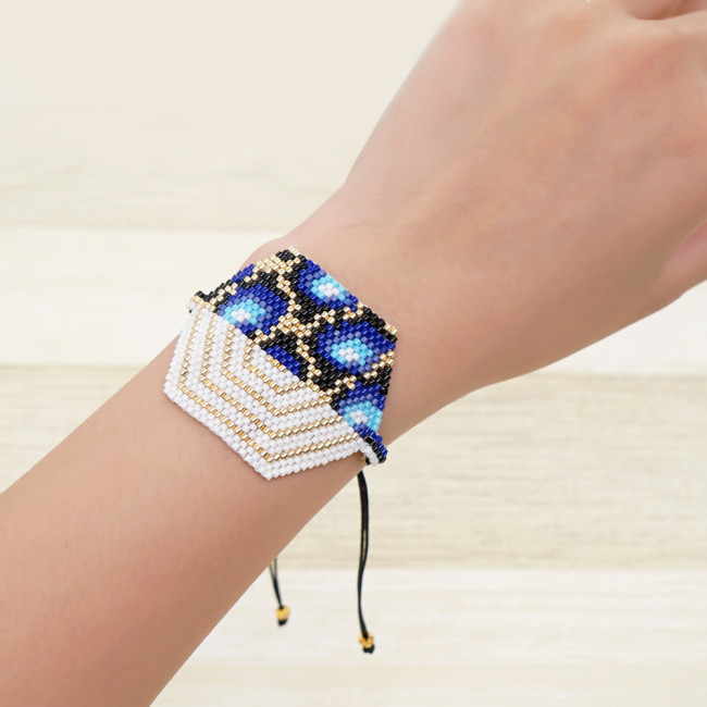 Ethnic Style Bracelet Antique DB Rice Beads Pure Hand-Woven Evil Eye Bracelet Women's Jewelry Wholesale