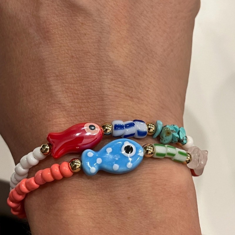 Cross-Border Hot-Selling Ethnic Style Small Fish Beaded Bracelet for Women, Colorful Rice Beads, Turquoise Patchwork Jewelry, Ins Style Wholesale