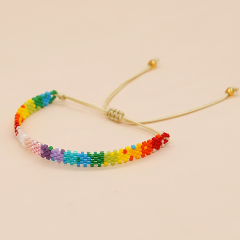 Amazon New Colorful 3-Row Rice Beads Interlocking Color Arrow Pattern Rice Beads Woven Bracelet Wholesale