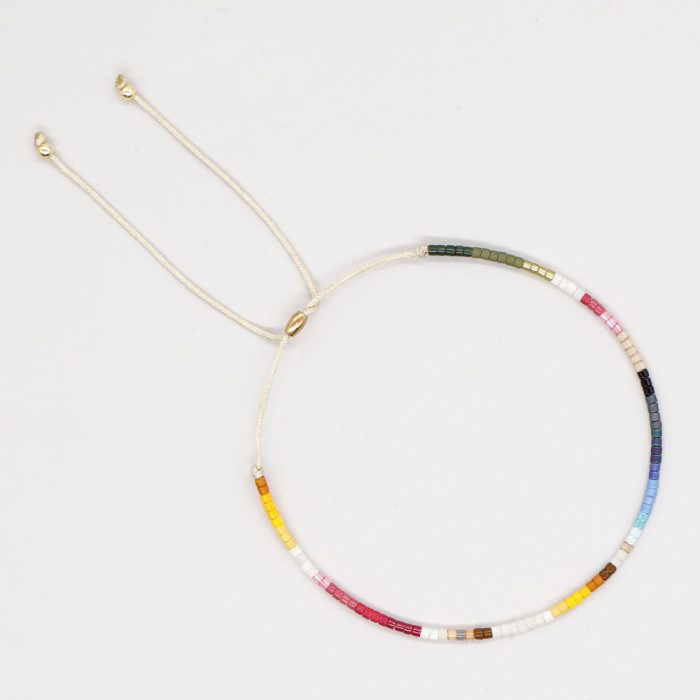 Hot-Selling New MIYUKI Simple High-End Feel Fine Rice Beads Colorful Glass Adjustable Three-Strand Layered Bracelet