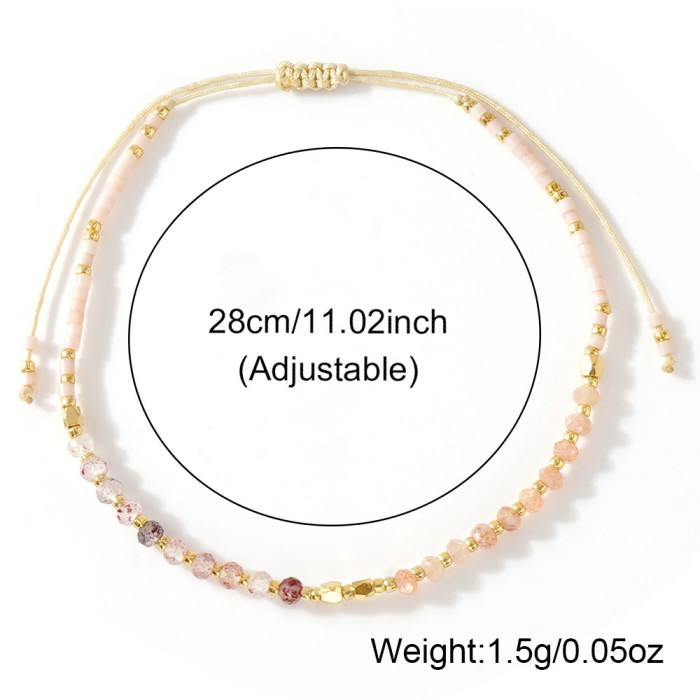 Cross-Border Simple Fashion Rice Bead Handmade Woven Friendship Bracelet Women's Small Bracelet Semi-Precious Stone