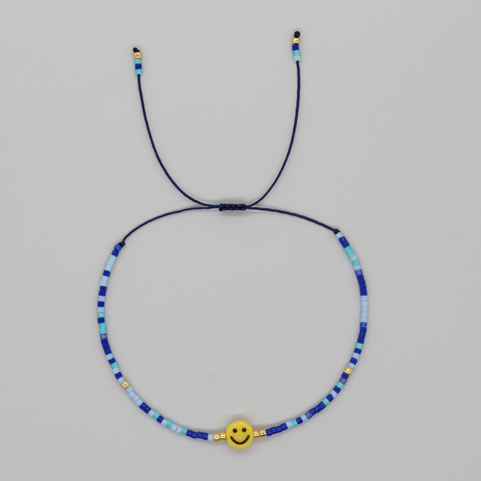 New Handmade Woven Bead Bracelet Creative Fashion Smiley Face Colorful Beads Vintage Ethnic Style Bracelet Jewelry