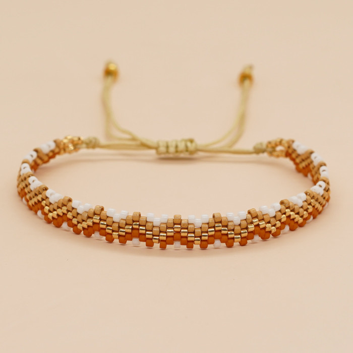 Amazon New Colorful 3-Row Rice Beads Interlocking Color Arrow Pattern Rice Beads Woven Bracelet Wholesale