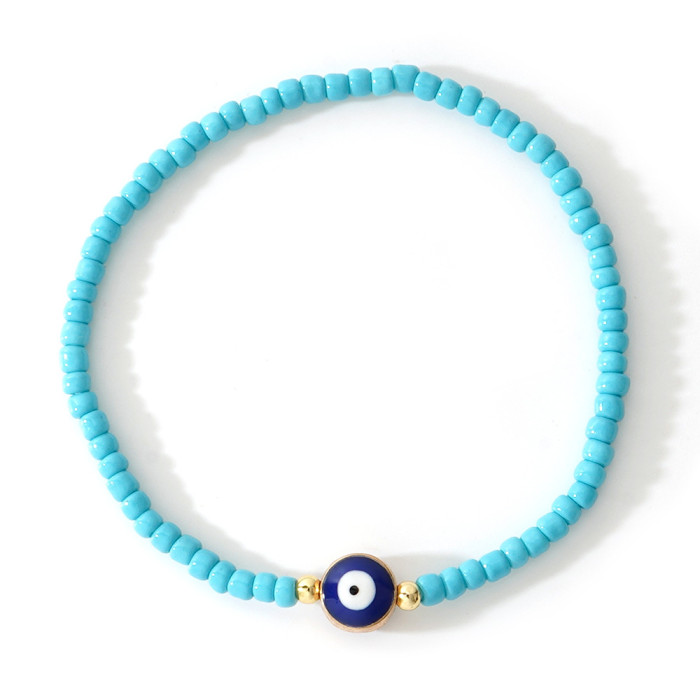Classic Simple Rice Bead Demon Eye High-End Versatile Beaded Bracelet Light Luxury High-End Gift Choice