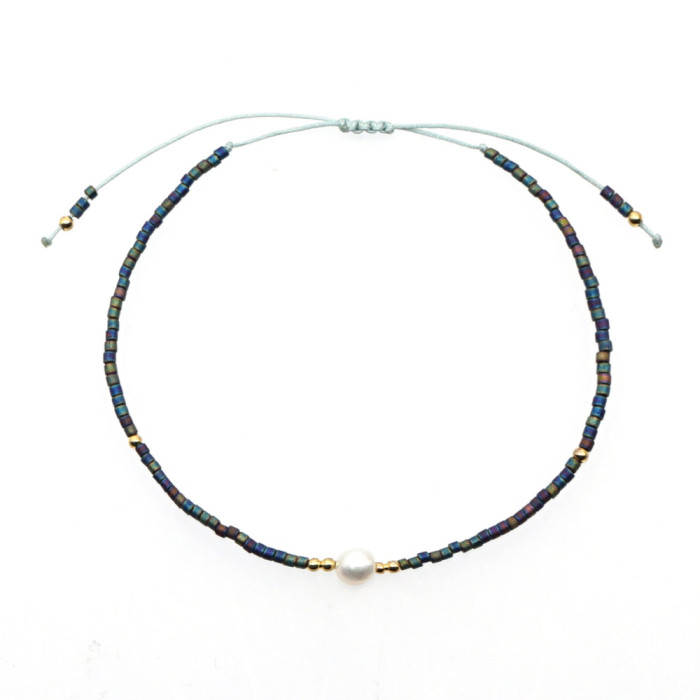 Bohemian Style Rice Bead Semi-Precious Stone Colorful Beaded Bracelet Lucky Stone Couple Bracelet Women's Small Bracelet