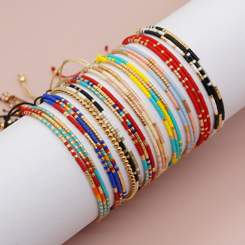 New Bracelet for Women Beaded Niche Simple Design Miyuk Three Circle Colorful Seed Beads Handmade Woven Bracelet