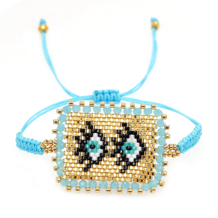Summer Bohemian Style Colorful Beaded Bracelet Niche Handmade Woven Evil Eye Beaded Bracelet Wholesale